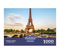 Puzzle educativo per adulti della Torre Eiffel: Torre Eiffel sul ponte sul fiume e barche alla luce del giorno, 1000 pezzi, giochi per la decorazione della casa, 70x50 cm/1000 pezzi