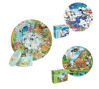 Puzzle educativo per bambini, tema animali artici, safari, 3 puzzle rotondi, 148 pezzi