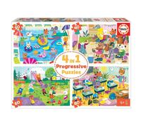 Puzzle educativo progressivo - EDUCA - A scuola - 4 puzzle da 20 a 80 pezzi