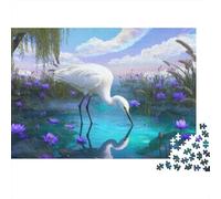 Puzzle Egret 1000 Pezzi Per Bambini E Adulti, Gioco Di Squadra, Difficile Sfida Rompicapo Con Water Lily, Regalo Originale 38x26cm/1000pcs