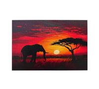Puzzle Elefante 2000 Pezzi Tramonto Adulti, Puzzle di Legno da Principiante, Giochi Divertenti di Intrattenimento in Famiglia, DIY Creativi Hobby Adulti Uomo/Donna Decorazione Casa Regalo 1T-1871