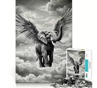 Puzzle Elefante alato in cielo nuvoloso da 1000 pezzi,gioco cognitivo divertente,taglio di alta precisione, alleviare lo stress (38x52cm)