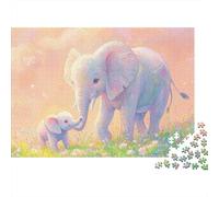 Puzzle Elefante Madre e Cucciolo 1000 Pezzi Scena Animale Tenero 70x50cm/1000pcs