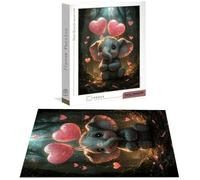 Puzzle Elefante Puzzle 1000 Pezzi Jigsaw Adulti DIY Classici Gioco, Puzzles a Forma di Amore, Giochi Rilassamento e Intelligence per Ragazzi da 14 Anni 75 x 50 cm/1000 pcs con Regalo in Legno B-4844