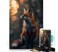 Puzzle elegante con volpe rossa al tramonto per ragazzi, 1000 pezzi, gioco di logica e abilità, rilassante, taglio preciso, regalo perfetto (38x26cm)