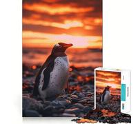 Puzzle elegante da 1000 pezzi con pinguino al tramonto per ragazzi, gioco di logica e abilità, divertimento condiviso, taglio preciso, decorazione da parete (38x52cm)