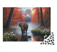 Puzzle Elephant 1000 Pezzi Per Bambini E Adulti, Gioco Di Squadra, Difficile Sfida Rompicapo Con Autumn Woods, Regalo Originale 70x50cm/1000pcs