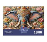Puzzle Elephant Con 1000 Pezzi Per Adulti,Opulent Patterned Wildlife Gioco Diabilità Impossibile Gioco Intellettivo Familiare Regalo Per Amore E Amico 70x50cm/1000pcs
