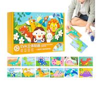 Puzzle En Autocollants Mousse 3D | 12 Pièces Jouets Éducatifs Amusants Style Cartoon - Jeu de Puzzle Autocollants en Mousse - Pour Décoration Bureau Noël Projet Artistique École Maison Fête Loisir Act