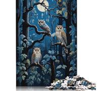 Puzzle Ensemble di gufi notturni Premium, 100% carta riciclata, rettangolare, per donne e uomini, 1000 pezzi (26x38 cm)