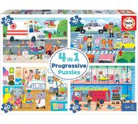 Puzzle Eroi in azione 4 in 1 di EDUCA (20,40,60,80 pezzi)
