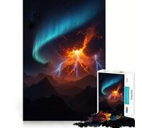 Puzzle "Eruzione vulcanica con aurora boreale" da 1000 pezzi,divertente e stimolante per la mente,con componenti robusti e ben definiti Un passatempo avvincente per rilassarsi in casa (38x26cm)