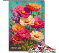 Puzzle estivi con fiori di campo per adolescenti, puzzle da 1000 pezzi, giocattoli educativi per l'apprendimento, giochi per famiglie con poster abbinato e foglio di quiz (50x75cm)