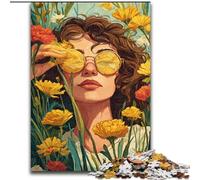 Puzzle estivi per adolescenti con ragazza tra i fiori di campo, 1000 puzzle, giocattoli da gioco stimolanti, ogni pezzo è unico - Gioco stimolante e divertente per tutta la famiglia (50x75cm)