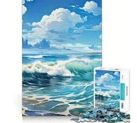 Puzzle estivo blu per ragazzi, 1000 pezzi, gioco di logica, divertimento al chiuso, bordi precisi, pezzo da collezione 38x52cm