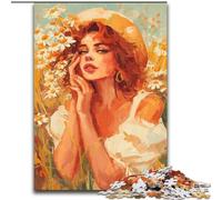 Puzzle estivo con ragazza tra i fiori di campo per adolescenti, adatto a partire dai 14 anni, decorazione da parete, regalo di compleanno (26x38cm)