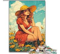 Puzzle estivo da 1000 pezzi "Ragazza tra i fiori di campo" per adulti e adolescenti, interessante strumento per ridurre lo stress e favorire l'interazione genitore-figlio (26x38cm)