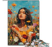 Puzzle estivo "Ragazza tra i fiori di campo", 1000 pezzi, per adulti e adolescenti, difficile da completare ma divertente e spiritoso, regalo di compleanno, regali, decorazione da parete (26x38cm)
