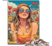 Puzzle estivo "Ragazza tra i fiori di campo" per adulti e adolescenti, adatto a bambini dai 14 anni in su, ideale come regalo per tutta la famiglia (26x38cm)