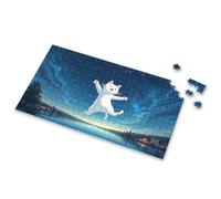 Puzzle Eurographics Eurographics per adulti con immagine di un gatto bianco felice che galleggia nel cielo notturno su un lago sereno, puzzle per adulti, 1000 pezzi (300 pezzi)