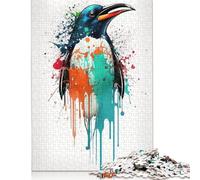 Puzzle fai da te a forma di pinguino, puzzle rettangolare in carta per bambini o bambine, regalo di compleanno, 1000 pezzi (26x38 cm)