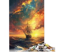 Puzzle fai da te "Barca al tramonto" Puzzle di cartone premium per donne e uomini, regali di Natale 1000 pezzi (75x50 cm)