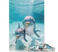 Puzzle fai da te con famiglia di animali delfini, puzzle di cartone premium per donne, uomini e bambini, regali per la festa della mamma, 1000 pezzi (26x38 cm)