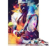 Puzzle fai da te con giocatore di tennis, puzzle di cartone premium per donne, uomini e bambini, regalo per la festa della mamma, 1000 pezzi (26x38 cm)