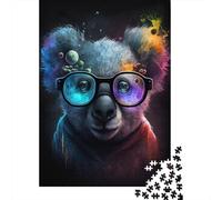 Puzzle fai da te Koala con occhiali Puzzle di cartone premium per donne e uomini Regali di Halloween 300 pezzi (40x28 cm)