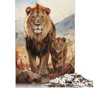 Puzzle fai da te "La dinastia dei leoni", puzzle rettangolare in carta, regalo di compleanno per bambini o bambine, 1000 pezzi (75x50 cm)