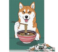 Puzzle fai da te Ramen Shiba Inu Dog Puzzle Premium in cartone per donne, uomini e bambini, regalo per la festa della mamma, 1000 pezzi (26x38 cm)