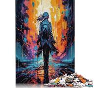 Puzzle fai da te Silhouette in una città colorata, puzzle rettangolare in carta per bambini o bambine, regalo di compleanno 1000 pezzi (26x38 cm)