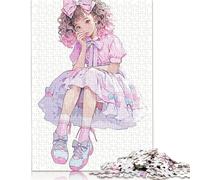 Puzzle Fairy Kei Gingham Girl da 1000 pezzi per adulti, difficoltà elevata, rafforza i rapporti tra i membri della famiglia, 1000 pezzi (75x50 cm)