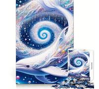 Puzzle fantasioso con una balena bianca in una galassia, ideale per ragazzi, 1000 pezzi, stimolante per la memoria, rilassante e piacevole, con tagli precisi, (38x52cm)