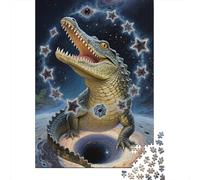 Puzzle Fantastico 1000 Pezzi, Coccodrillo in Legno, Crea Momenti Indimenticabili, Adatto A Tutti, Facile Da Assemblare, Confezione Elegante