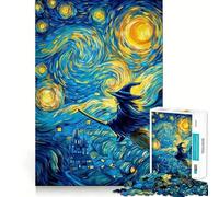 Puzzle "Fantastico volo di strega nella notte stellata" da 1000 pezzi,gioco di costruzione Focus,incastro perfetto,attività gratificante per le giornate di pioggia (38x52cm)