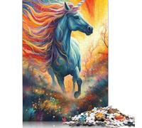 Puzzle fantasy a forma di unicorno e cavallo, unico nel suo genere, decorazione per la casa, puzzle rettangolare in carta per adolescenti, regali per la festa della mamma, 1000 pezzi (26x38 cm)
