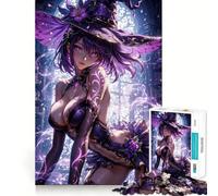 Puzzle fantasy anime "Strega Viola" per adulti, 1000 pezzi, gioco per allenare la mente, rilassante e divertente, idea regalo per le vacanze (50x75cm)