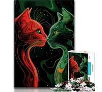 Puzzle fantasy art con gatti da 1000 pezzi per adolescenti, aiuta il cervello ad allenarsi, giocattoli avvincenti per coltivare la pazienza, ottimo regalo (38x26cm)