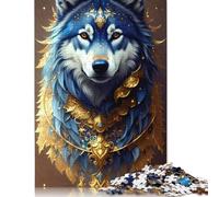 Puzzle Fantasy Art Wolf Portrait Puzzle Premium in cartone riciclato al 100% per bambini adulti Regali di Halloween 1000 pezzi (75x50 cm)