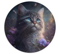 Puzzle Fantasy Cat da 1000 pezzi per adulti, puzzle rotondi da 1000 pezzi per adulti, sfida per la mente, attività educativa per adolescenti, 67,5x67,5 cm