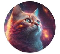 Puzzle Fantasy Cat da 1000 pezzi per adulti, puzzle rotondo da 1000 pezzi per attività in famiglia, decorazioni fai da te per la casa, regalo di Natale 67,5x67,5 cm