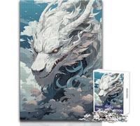 Puzzle fantasy con drago bianco e nuvola, 1000 pezzi, per adolescenti, gioco di apprendimento consapevole e divertente, celebrazioni gioiose, dimensioni 38x52cm