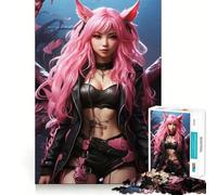 Puzzle fantasy con drago e ragazza anime per adulti,1000 pezzi,gioco di memoria,montaggio sicuro e stabile,gioco significativo per costruire connessioni (38x52cm)