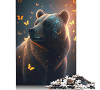 Puzzle Fantasy con Farfalle e Orsetto, Decorazione per la casa unica, Puzzle in cartone riciclato al 100%, Regalo per la Festa della Mamma, 1000 pezzi (26x38 cm)