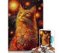 Puzzle fantasy con gatti per adolescenti, difficili da completare ma divertenti e umoristici, con poster abbinato e foglio di quiz 38x26cm