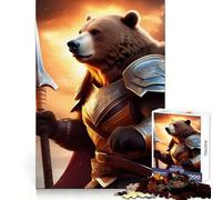 Puzzle fantasy con orso e spada per ragazzi, 1000 pezzi, memoria nitida, svago, piacere, bordi precisi, regalo invernale (38x52cm)