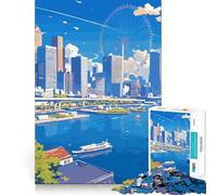 Puzzle fantasy con paesaggio urbano anime da 1000 pezzi,gioco creativo che stimola la creatività,con componenti robusti e facili da tagliare,ideale per i viaggi,perfetto come regalo (38x52cm)