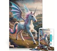 Puzzle fantasy con unicorno Pegaso alato,1000 pezzi,gioco di abilità creativa,componenti robusti e ben rifiniti,ideale da portare in viaggio,gioco per allenare la mente (38x52cm)
