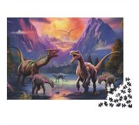 Puzzle fantasy da 1000 pezzi con scena di dinosauri, due dinosauri in lotta, gioco educativo per adulti, bellissima decorazione, difficile e stimolante, regalo di compleanno, 38x26 cm